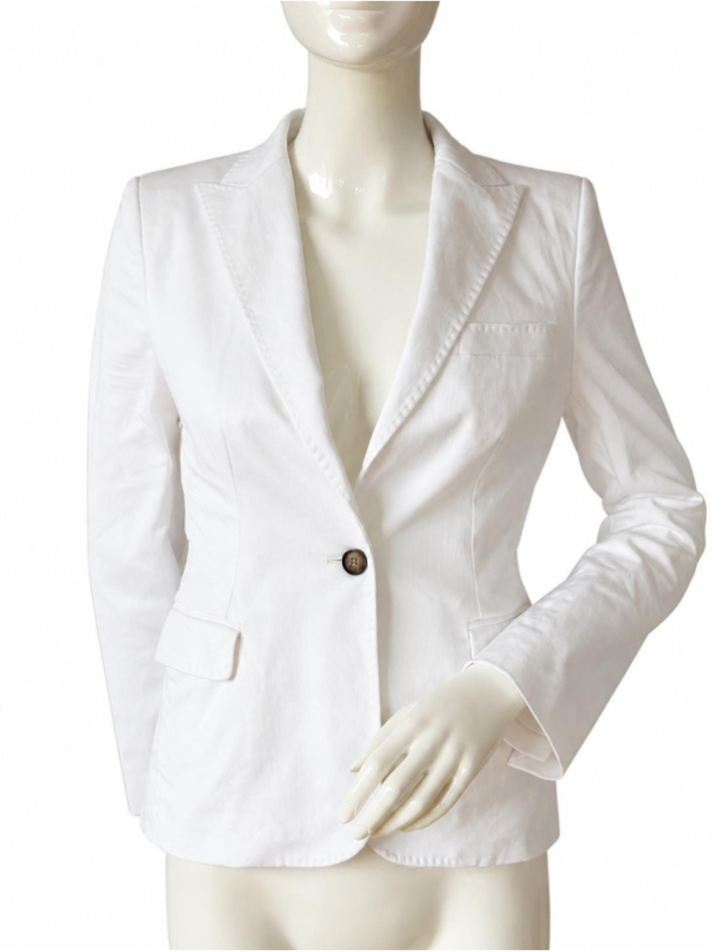 D&G Dolce Gabbana White Cotton Blazer Jacket IT 42 Tailored Designer Made in Ita